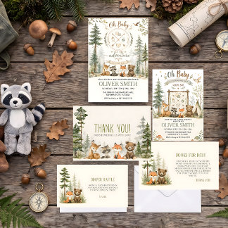Adventure Woodland Camping Animals baby shower Invitation