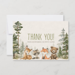 Adventure Woodland Camping Animals Baby Shower Thank You Card