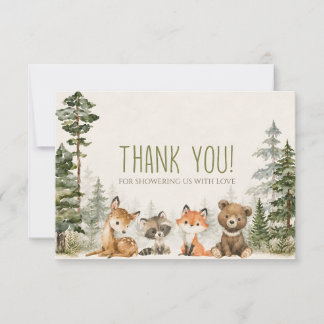 Adventure Woodland Camping Animals Baby Shower Thank You Card