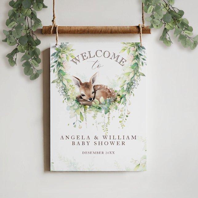 Adventure Woodland Deer Baby Shower Welcome  Poster (Creator Uploaded)