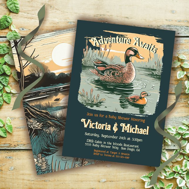 Adventure Woodland Mallord Duck Baby Shower Invitation (Creator Uploaded)