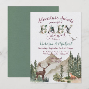 Adventure Woodland mountain forest Baby Shower Invitation