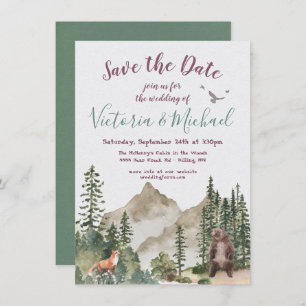 Adventure Woodland mountain forest Save the Date Invitation
