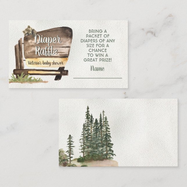 Adventure woodland National Forest Diaper Raffle E Enclosure Card (Front/Back)