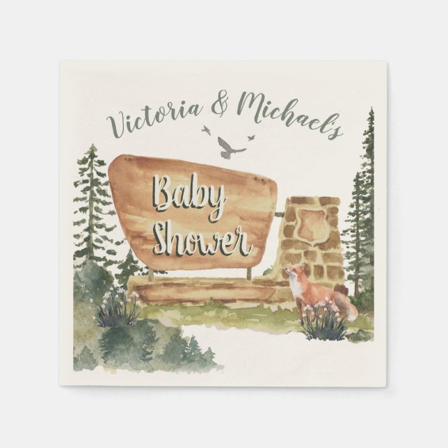 Adventure Woodland National Park Baby Shower Napkin (Front)