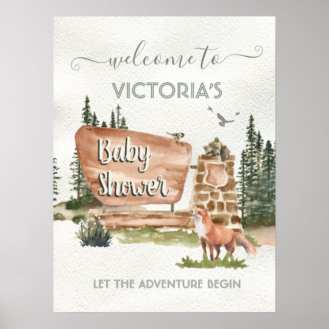 Adventure Woodland National Park Baby Welcome Sign (Front)