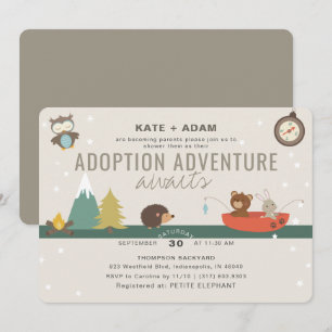 Adventure Woodland Neutral Adoption Baby Shower Invitation