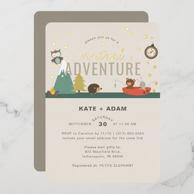 Adventure Woodland Neutral Virtual Baby Shower (Front/Back)
