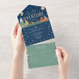 Adventure Woodland & Predictions Boy Baby Shower All In One Invitation