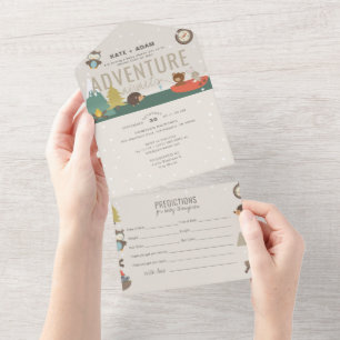 Adventure Woodland Predictions Neutral Baby Shower All In One Invitation