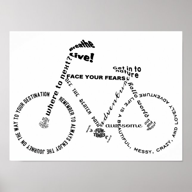 Adventure Words Bicycle Poster (Front)