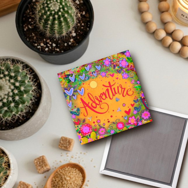 Adventure Yellow Fun Floral Modern Inspirivity Magnet (Creator Uploaded)