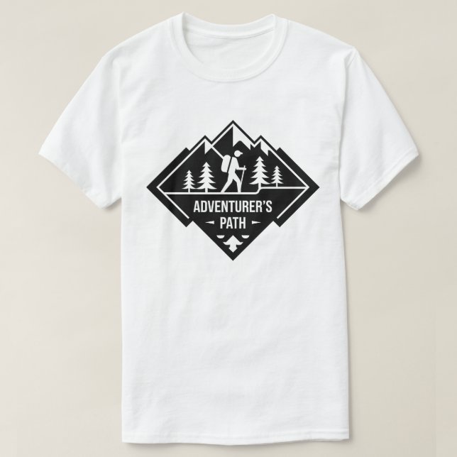 Adventurer’s Path Mountain Hiking Badge Design T-Shirt (Design Front)