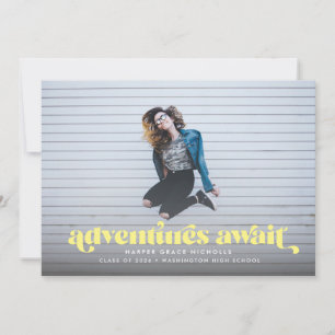 Adventures Await (Yellow) Graduation Invitation