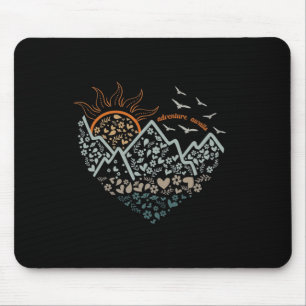 Adventures Awaits Camping Life Floral Heart Sun Mo Mouse Mat