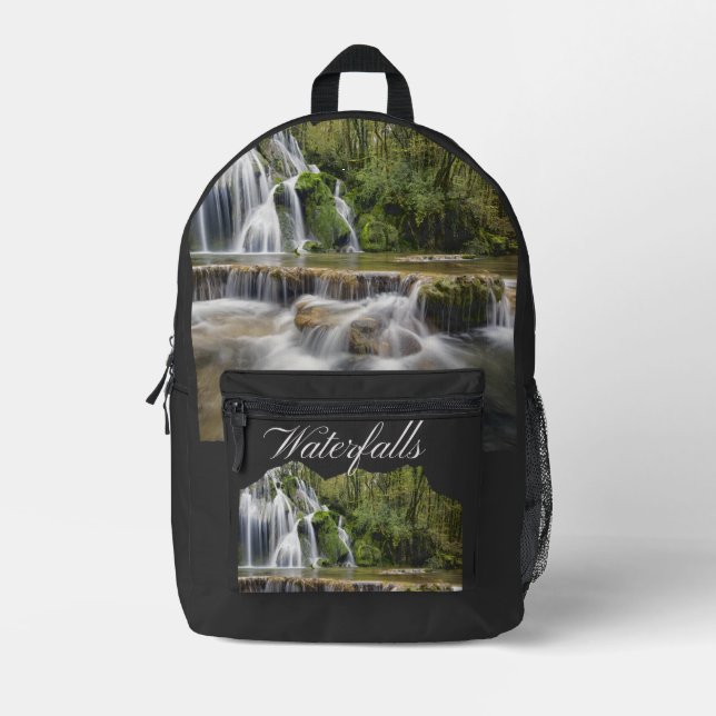   Adventuring Mountain Waterfalls  Printed Backpack (Front)