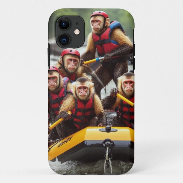 Adventurous Capuchin Monkeys Whitewater Rafting Case-Mate iPhone Case (Back)