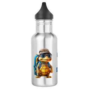 Adventurous Cute Little Turtle with Backpack, 532 Ml Water Bottle