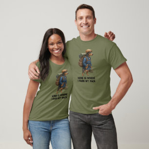 Adventurous Dachshund Hiker Home Is Where My Pack T-Shirt