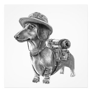 Adventurous dachshund photo print