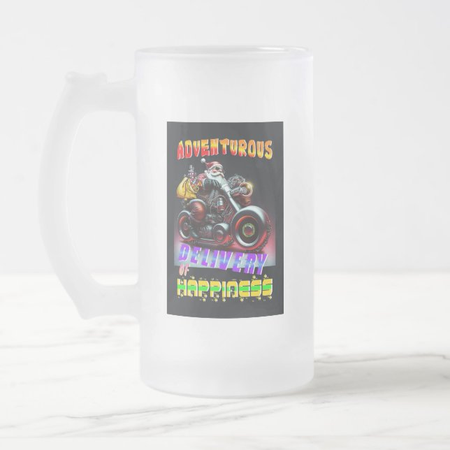 Adventurous Delivery Of Happiness Frosted Glass Beer Mug (Left)