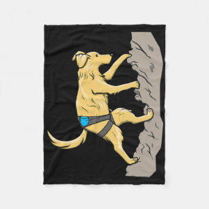 Adventurous Dog Rock Climbing Graphic Outdoor Boul Fleece Blanket