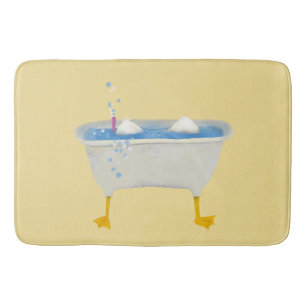 Adventurous Duck scuba diving in tub Bath Mat