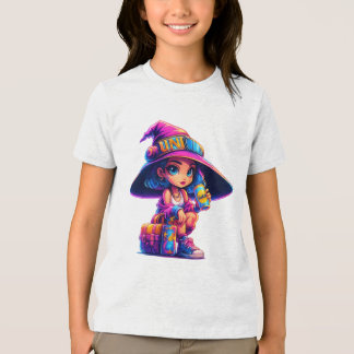 Adventurous Little Witch – Colourful Magic Travel  Tri-Blend Shirt