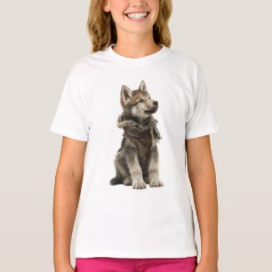 Adventurous Little Wolf Scarf Kids T-Shirt