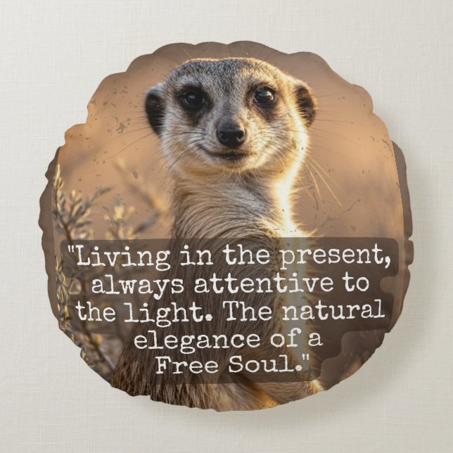 Adventurous Meerkat Living Round Cushion (Front)
