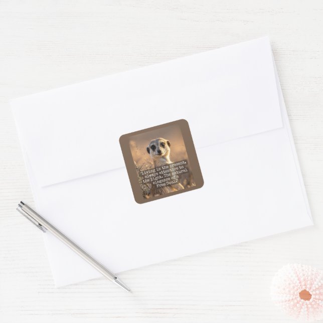 Adventurous Meerkat Living Square Sticker (Envelope)
