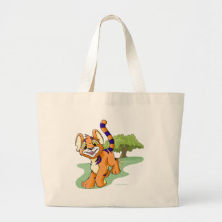 Adventurous orange Kougra on Mystery Island Large Tote Bag