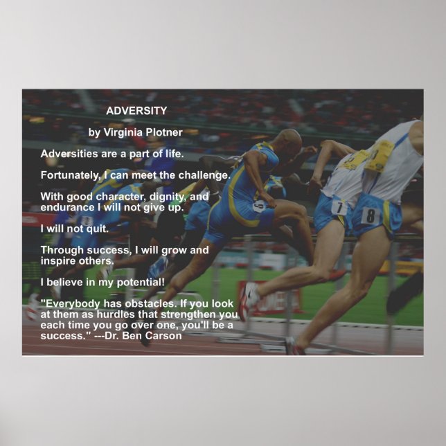 Adversity poster with quote by Dr. Ben Carson (Front)