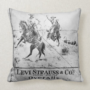 Advert for Levi Strauss & Co, c.1900 (litho) Cushion