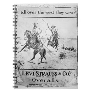 Advert for Levi Strauss & Co, c.1900 (litho) Notebook