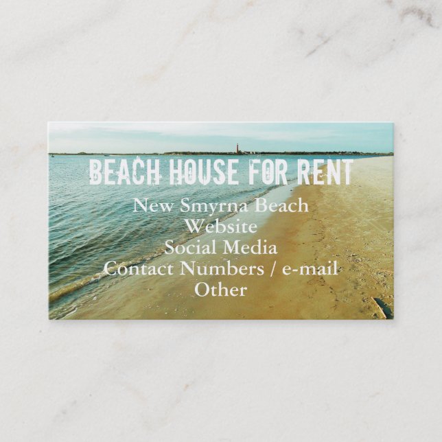 Advertise Beach House Rental Photo Template Business Card (Front)