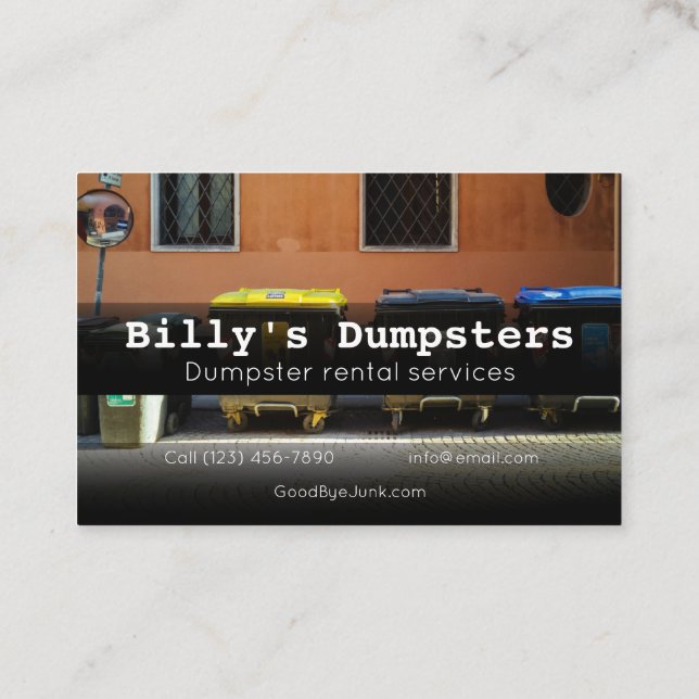 Advertise Dumpster Rental Services company  Business Card (Back)