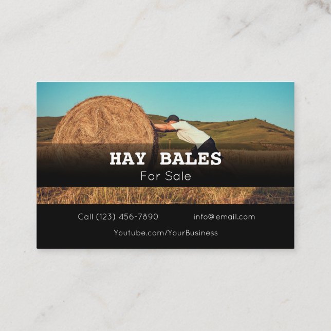 Advertise Hay Bales For Sale Company Business Card (Back)