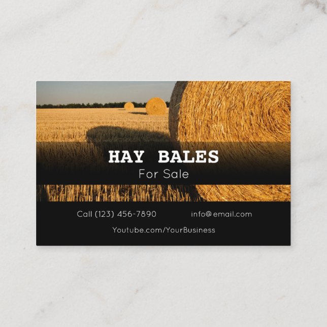Advertise Hay Bales For Sale Company Business Card (Back)
