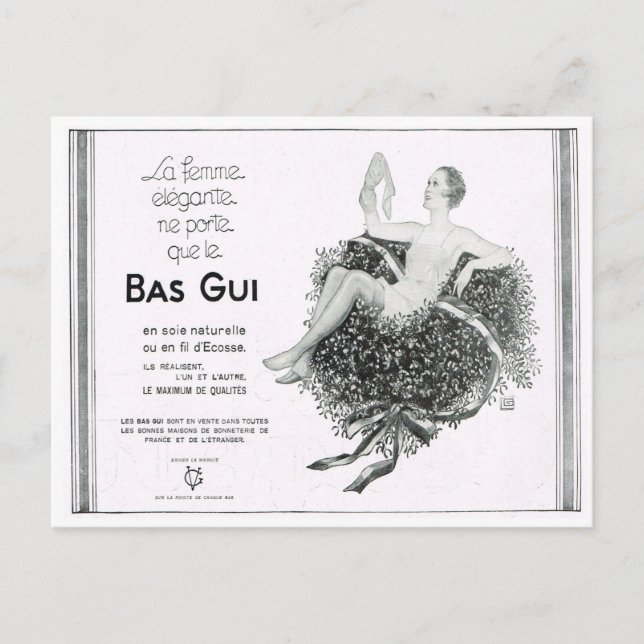 Advertisement, Bas Gui, silk underwear Holiday Postcard (Front)