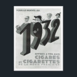 Advertisement, Cigars, Cigarettes Postcard<br><div class="desc">Vintage Advertisment,   from Illustration,  Christmas edition 1931 The advertisements are in French,  but continue to have an impact</div>