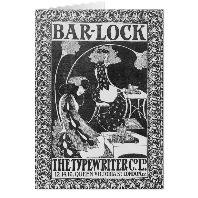 Advertisement for Bar-Lock Typewriters, c.1895 (Front)