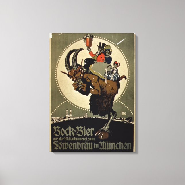 Advertisement for 'Bock Beer from Lowenbrau Brewer Canvas Print (Front)