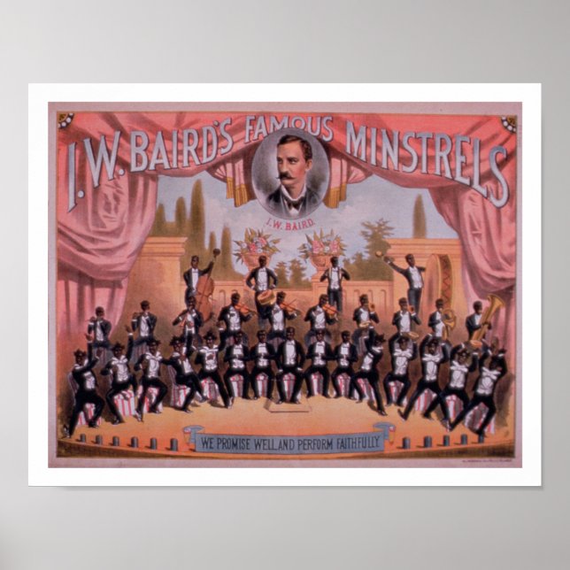 Advertisement for 'I.W. Bairn's Famous Minstrels' Poster (Front)