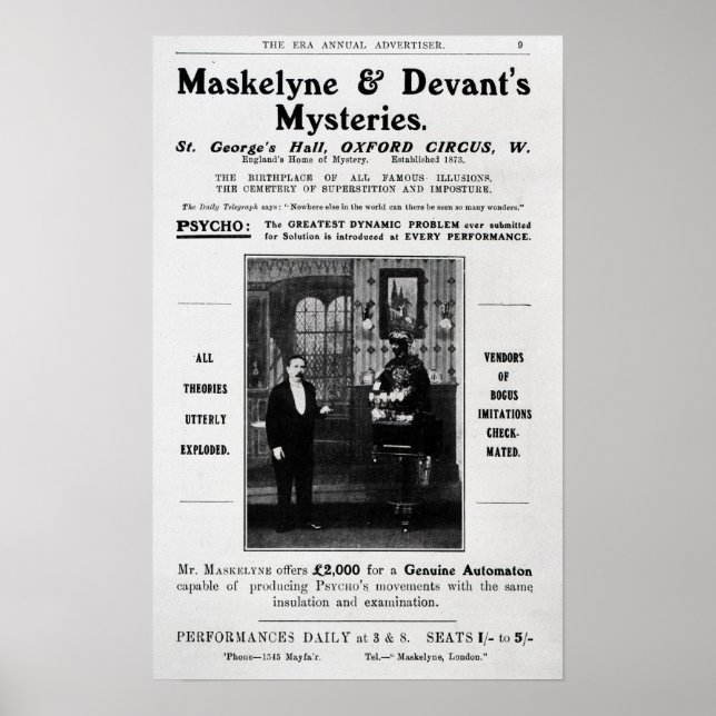 Advertisement for Maskelyne & Devant's Mysteries Poster (Front)