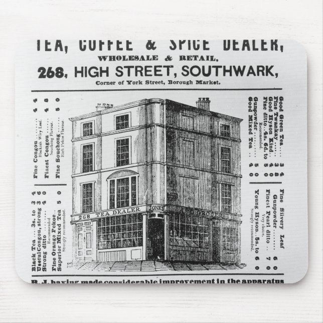 Advertisement for Robert Jones, Tea Mouse Mat (Front)