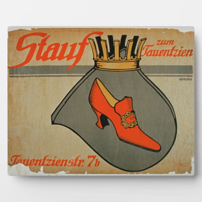 Advertisement for 'Stauf Shoes' (colour litho) Plaque (Front)