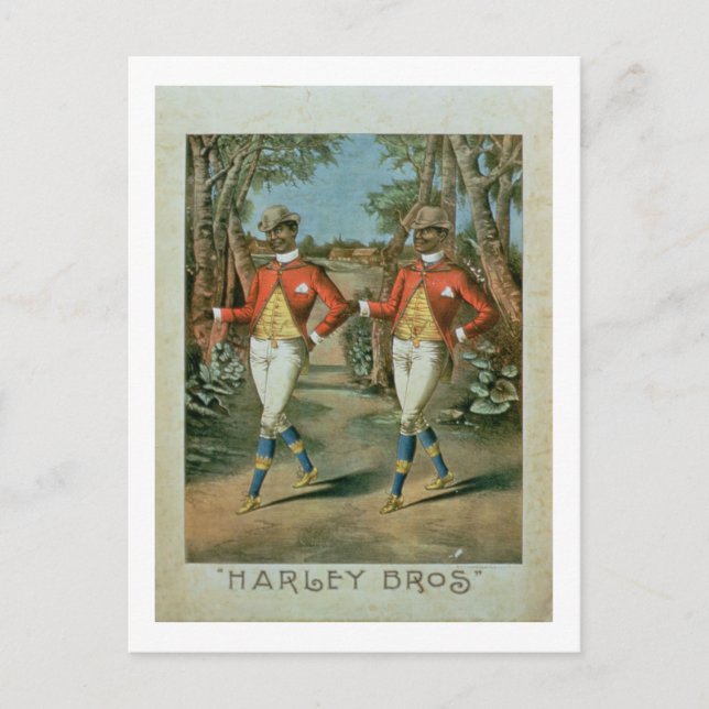 Advertisement for the 'Harley Brothers' (colour li Postcard (Front)