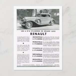 Advertisement, Renault Holiday Postcard