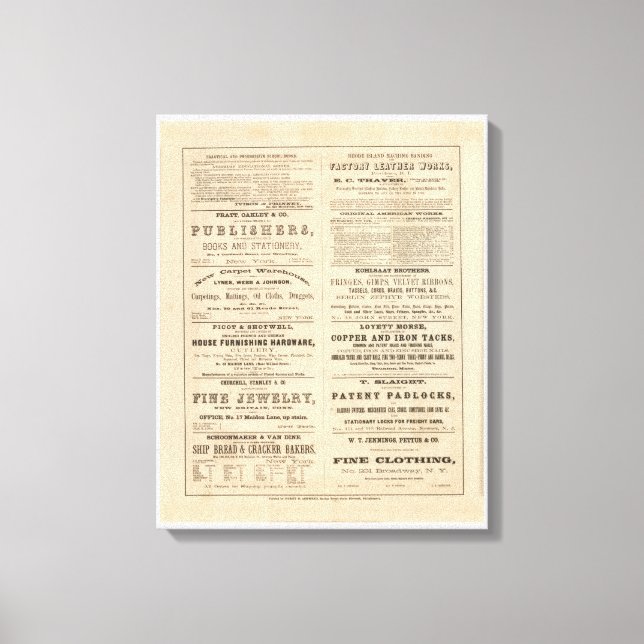 Advertisements for twelve companies, canvas print (Front)